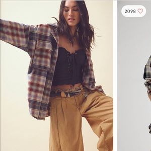 Izzie Cargo Shirt from Free People in olive combo